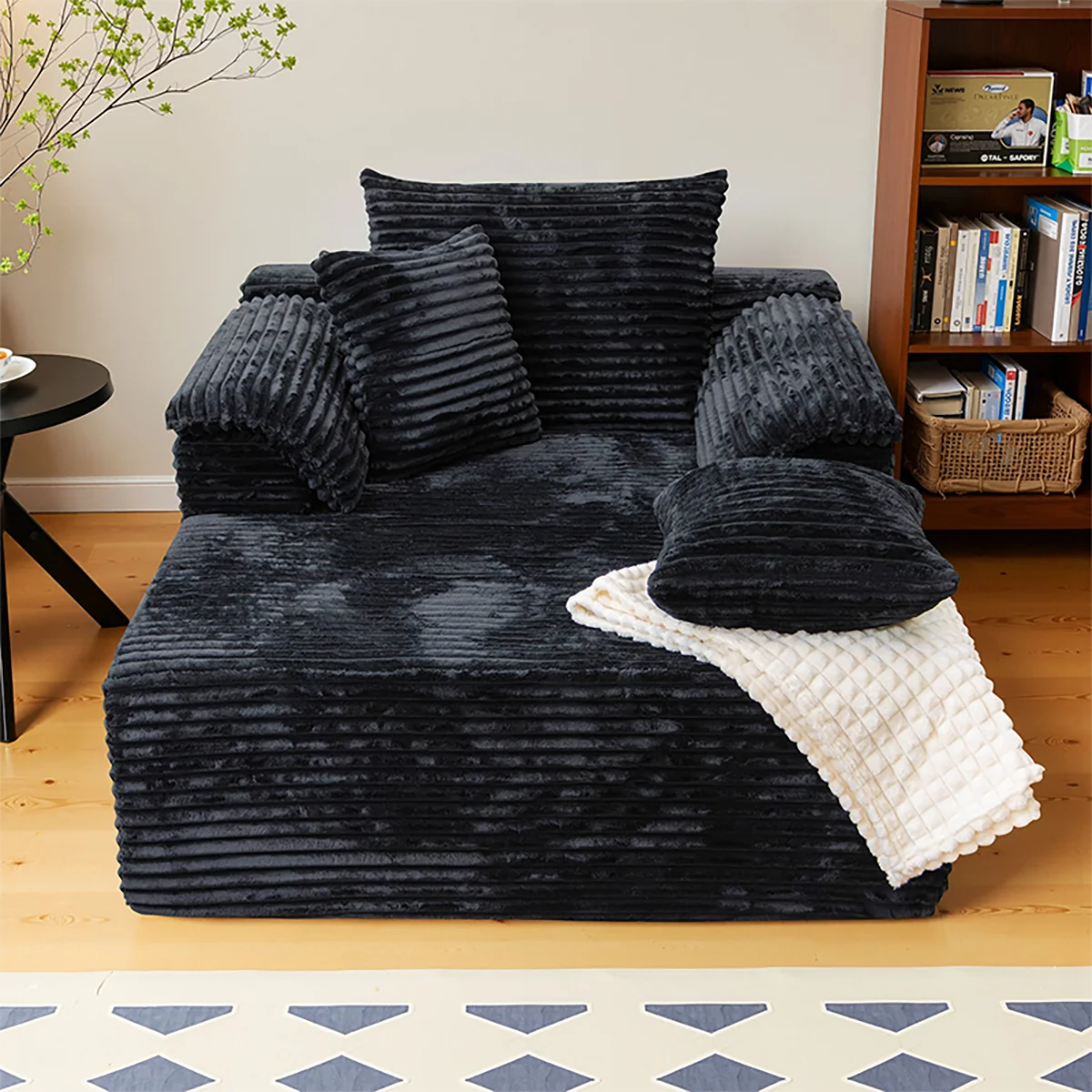 61-Inch Minimalist Single Sofa Bed - No Assembly, for Living Room & Bedroom, 1 Large Cushion + 2 Small Throw Pillows