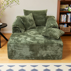 61-Inch Minimalist Single Sofa Bed - No Assembly, for Living Room & Bedroom, 1 Large Cushion + 2 Small Throw Pillows