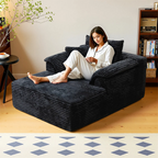 61-Inch Minimalist Single Sofa Bed - No Assembly, for Living Room & Bedroom, 1 Large Cushion + 2 Small Throw Pillows