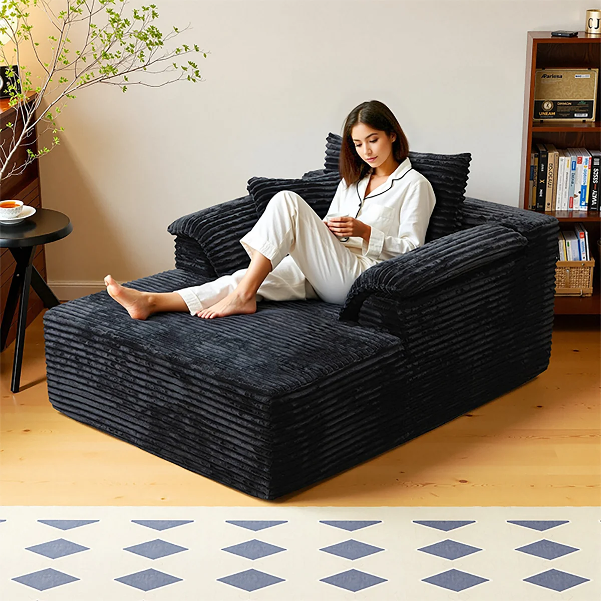 61-Inch Minimalist Single Sofa Bed - No Assembly, for Living Room & Bedroom, 1 Large Cushion + 2 Small Throw Pillows